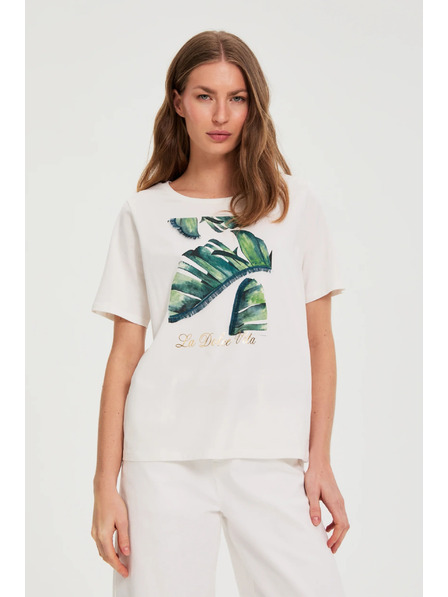 Moodo Bavlněná halenka s potiskem bílá Moodo