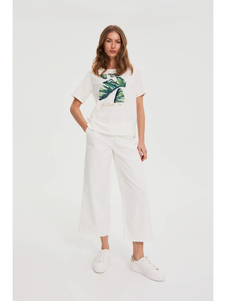 Moodo Bavlněná halenka s potiskem bílá Moodo