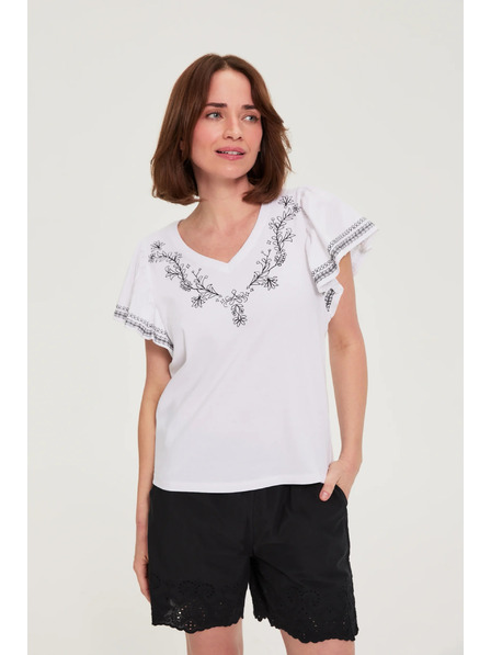 Moodo Bavlněná halenka s potiskem bílá Moodo