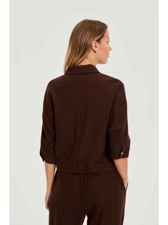 Moodo Bunda s lnem hnědá Moodo