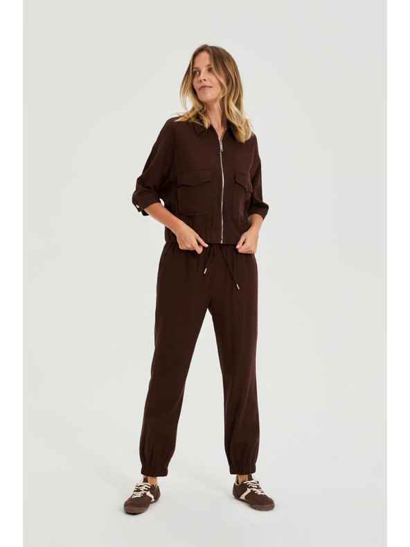 Moodo Bunda s lnem hnědá Moodo