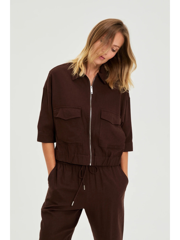 Moodo Bunda s lnem hnědá Moodo