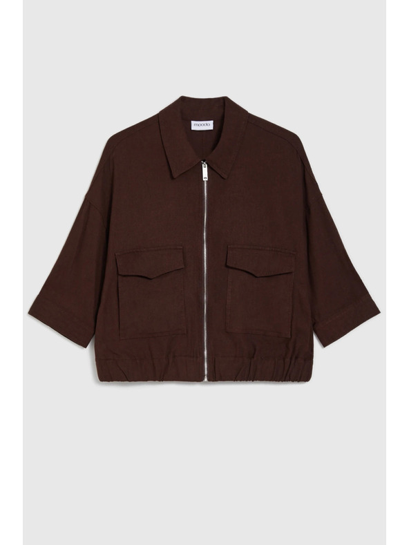 Moodo Bunda s lnem hnědá Moodo