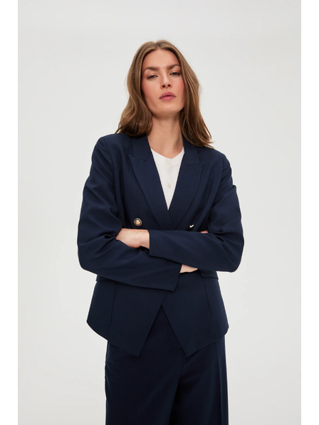 Moodo Modré dvouřadové sako s ozdobnými knoflíky Moodo