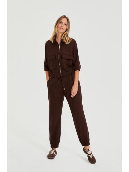 Moodo Hladké kalhoty hnědé Moodo