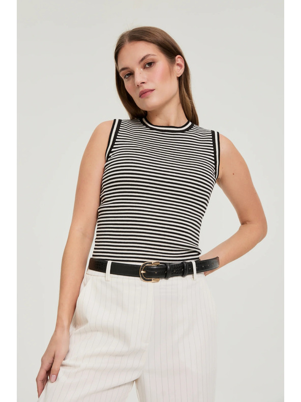 Moodo Top v pruzích bílo černý Moodo