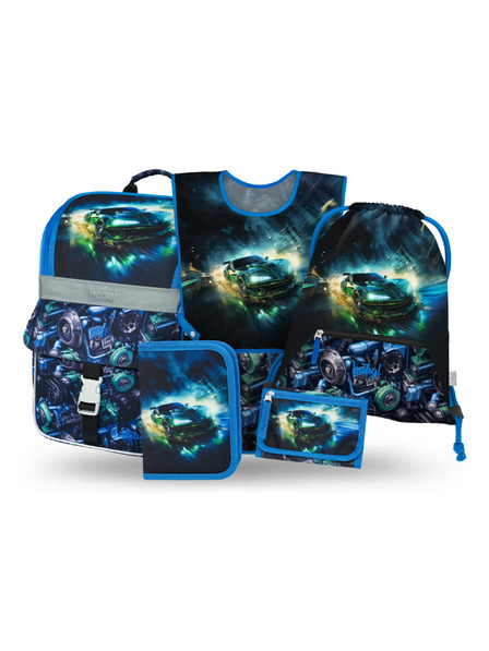 BAAGL  BAAGL SET 5 Zippy Závodní auto: aktovka, penál, sáček, zástěra, peněženka