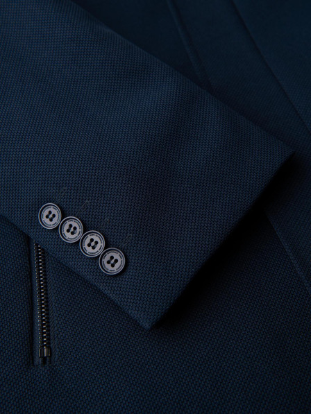 Ombre Clothing Pánský vypasovaný strukturovaný kabát s vysokým límcem - tmavě modrý V2 OM-COWC-0136 Ombre Clothing