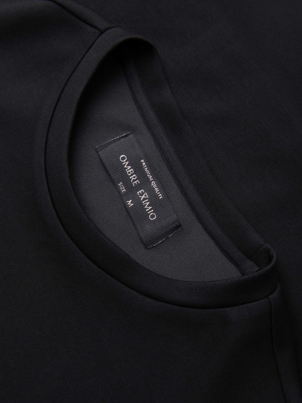 Ombre Clothing Pánská mikina s lesklým potiskem na hrudi - černá V1 OM-SNBC-0199 Ombre Clothing