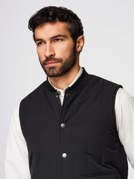 Ombre Clothing Pánská ležérní vesta bez rukávů se svislým prošíváním - černá V1 OM-JAVJ-0323 Ombre Clothing