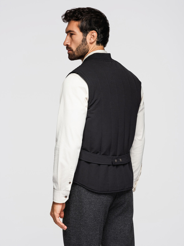 Ombre Clothing Pánská ležérní vesta bez rukávů se svislým prošíváním - černá V1 OM-JAVJ-0323 Ombre Clothing