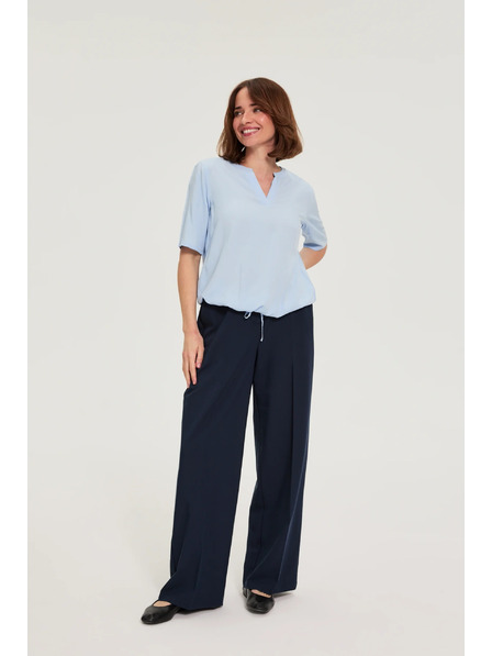 Moodo Viskózová košile s vázáním modrá Moodo