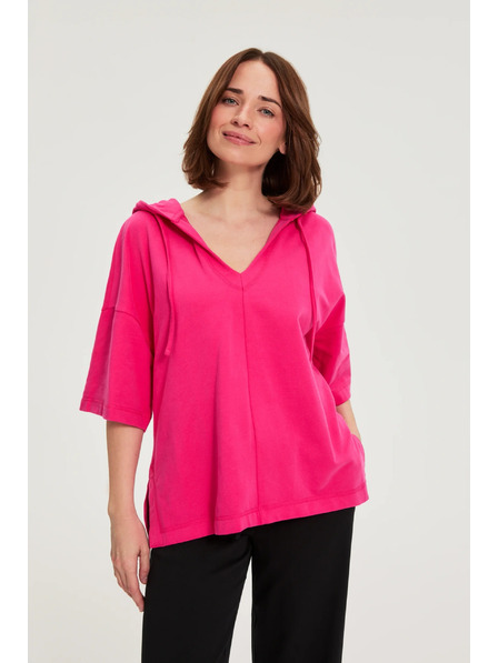 Moodo Mikina s kapucí a krátkými rukávy purpurová Moodo