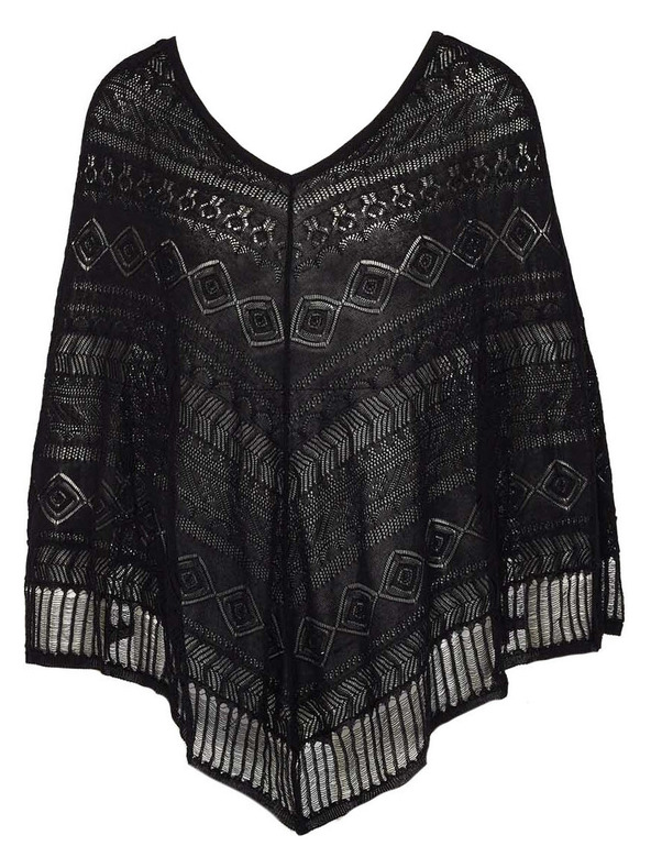 CAMAIEU Černé průhledné pončo CAMAIEU