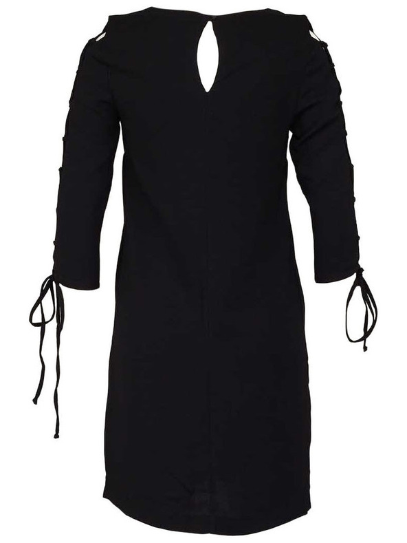 CAMAIEU Černé šaty se šněrováním na rukávech