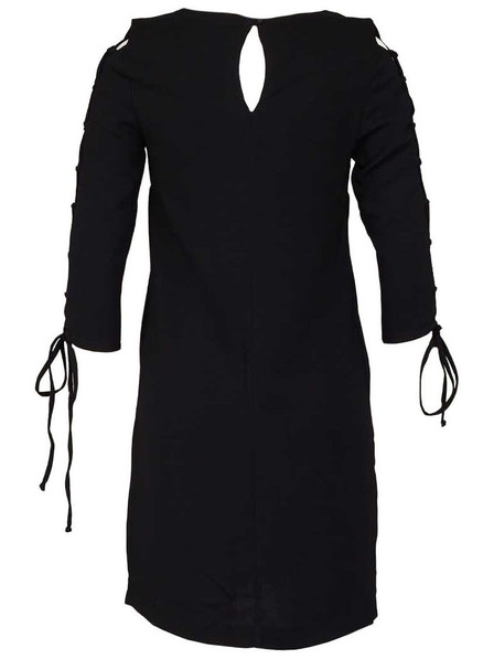 CAMAIEU Černé šaty se šněrováním na rukávech