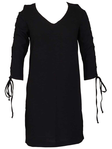 CAMAIEU Černé šaty se šněrováním na rukávech