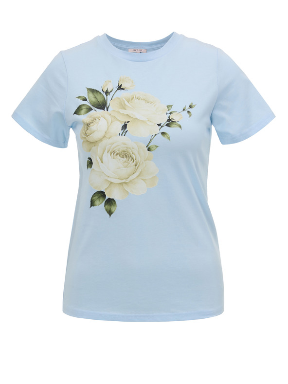 Orsay Světle modré dámské tričko s potiskem ORSAY