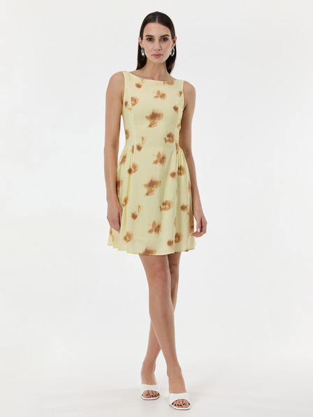 Orsay Žluté dámské vzorované šaty bez rukávů ORSAY