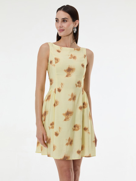 Orsay Žluté dámské vzorované šaty bez rukávů ORSAY