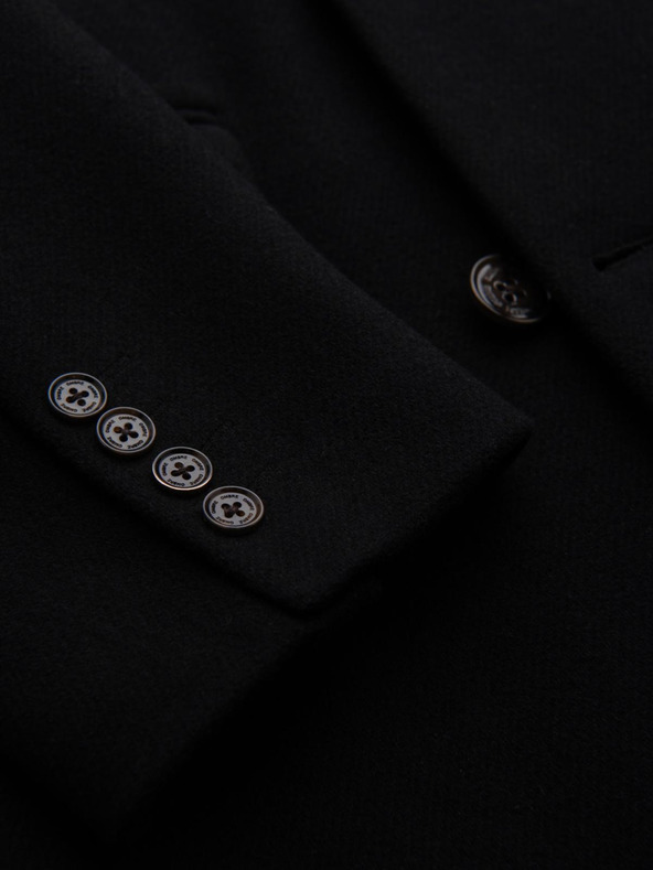 Ombre Clothing Pánský vlněný dvouřadový kabát - černý V2 OM-COWC-0133 Ombre Clothing
