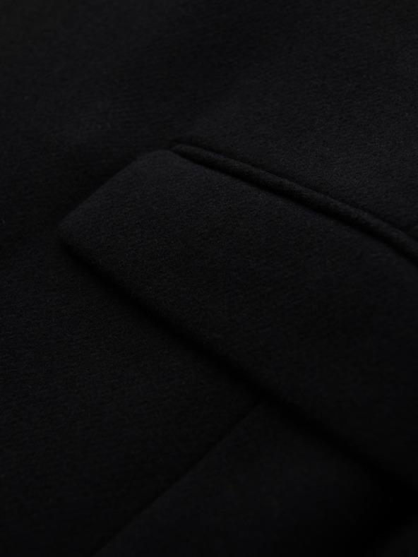 Ombre Clothing Pánský vlněný dvouřadový kabát - černý V2 OM-COWC-0133 Ombre Clothing
