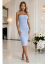 numoco Korzetové pouzdrové midi šaty s páskem - světle modré