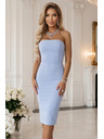 numoco Korzetové pouzdrové midi šaty s páskem - světle modré