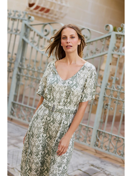 Moodo Olivové viskózové šaty Moodo