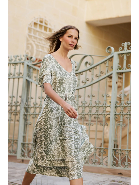 Moodo Olivové viskózové šaty Moodo