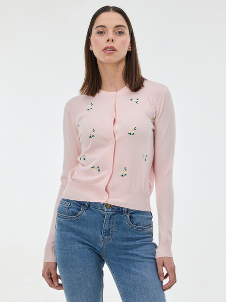 Orsay Světle růžový dámský kardigan s výšivkou ORSAY