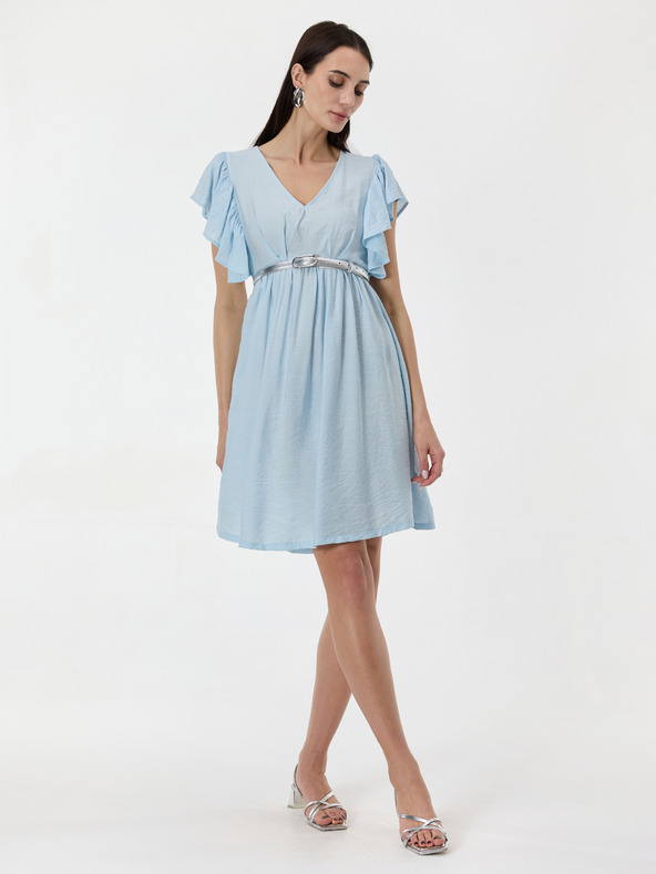 Orsay Světle modré dámské šaty ke kolenům ORSAY