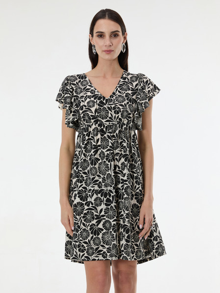 Orsay Černé dámské vzorované šaty ke kolenům ORSAY