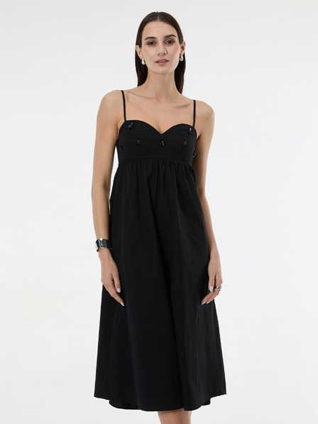 Orsay Černé dámské midi šaty s aplikací ORSAY