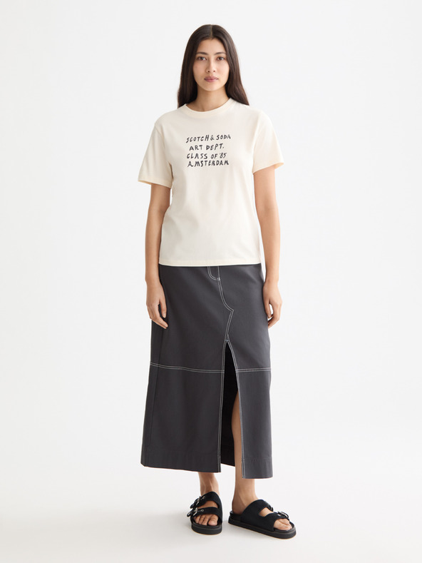 Scotch & Soda Dámské krémové triko s nápisem