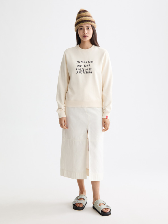 Scotch & Soda Dámská krémová mikina s nápisem
