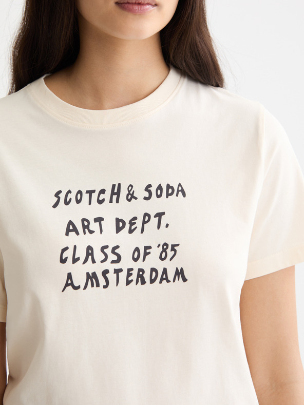 Scotch & Soda Dámské krémové triko s nápisem