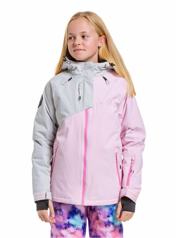 Meatfly Meatfly dětská SNB & SKI bunda Deliah Grey/Pastel Pink