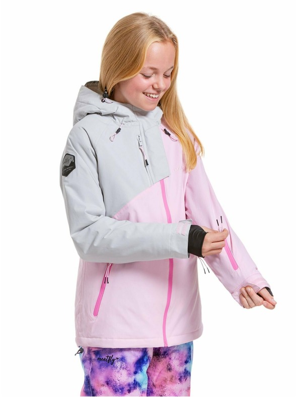Meatfly Meatfly dětská SNB & SKI bunda Deliah Grey/Pastel Pink