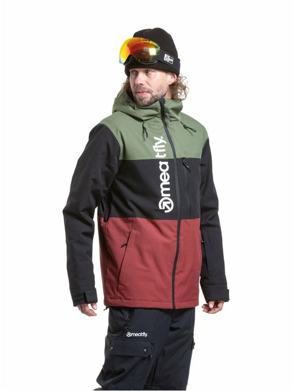 Meatfly Meatfly pánská SNB & SKI bunda Manifold Bronze Green / Merlot