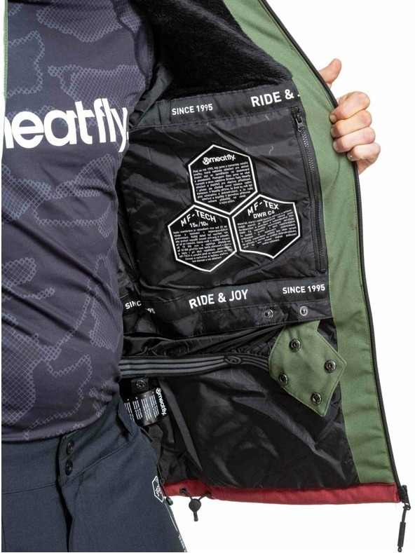 Meatfly Meatfly pánská SNB & SKI bunda Manifold Bronze Green / Merlot