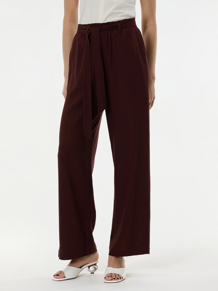Orsay Tmavě hnědé dámské široké kalhoty ORSAY