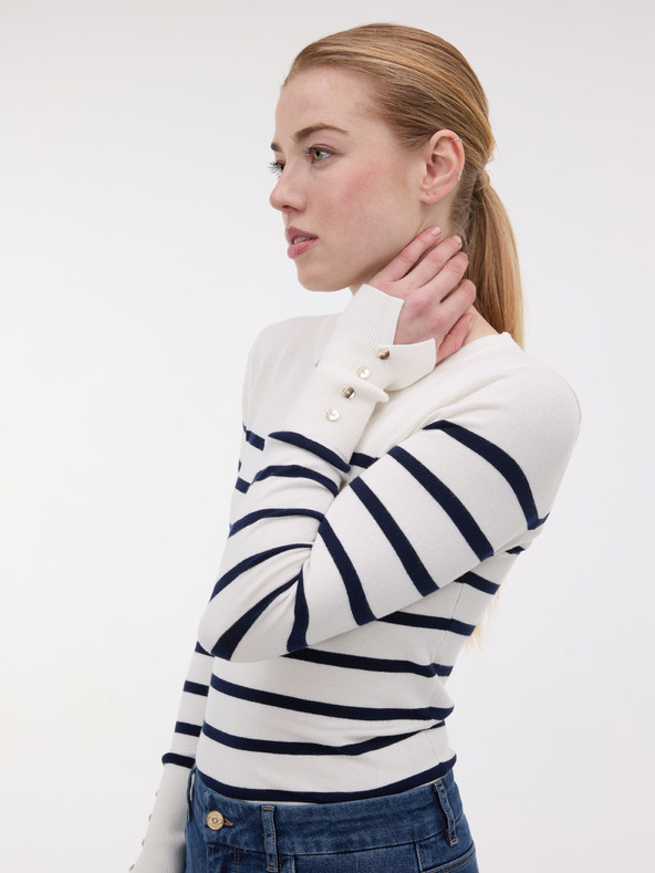 Orsay Tmavě modrý dámský pruhovaný svetr ORSAY