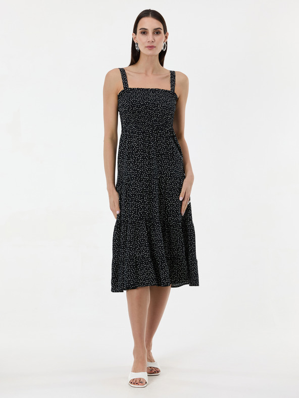 Orsay Černé puntíkované dámské midi šaty ORSAY