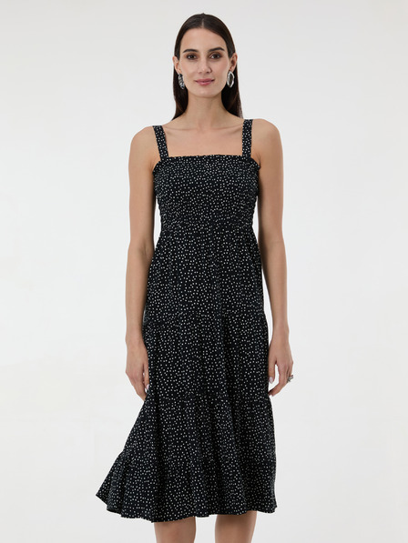 Orsay Černé puntíkované dámské midi šaty ORSAY