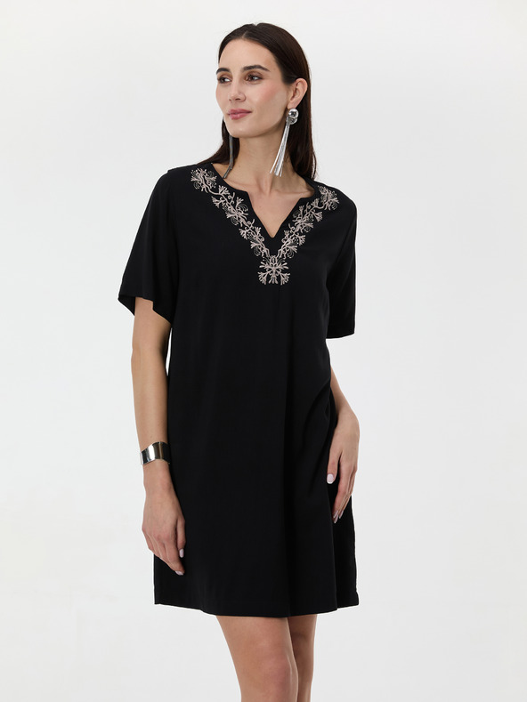 Orsay Černé dámské šaty ke kolenům ORSAY