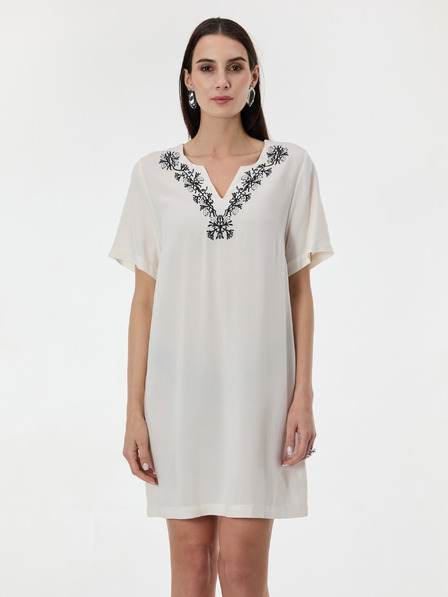 Orsay Krémové dámské šaty ke kolenům ORSAY