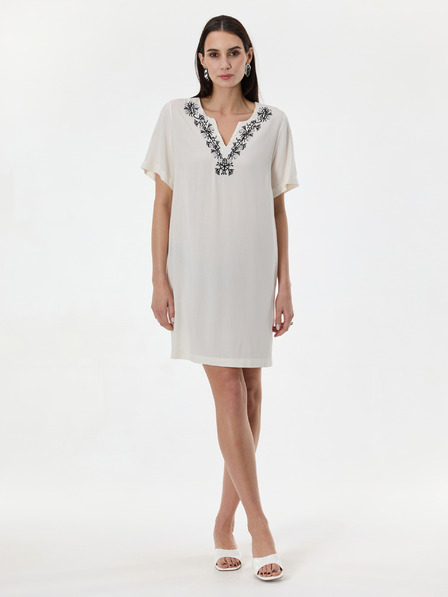 Orsay Krémové dámské šaty ke kolenům ORSAY