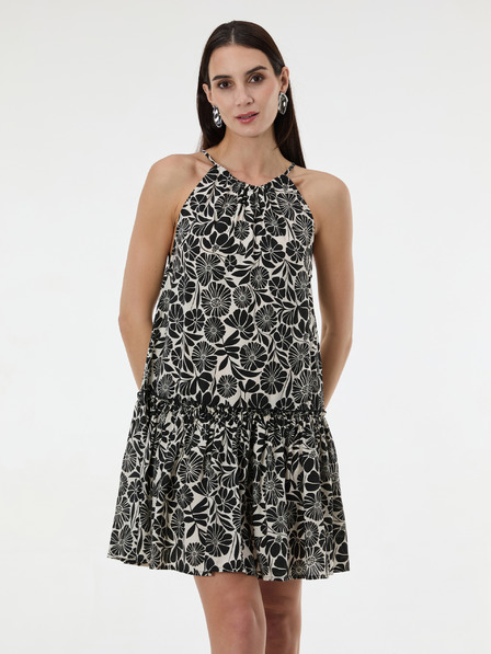 Orsay Černé dámské vzorované šaty ke kolenům ORSAY