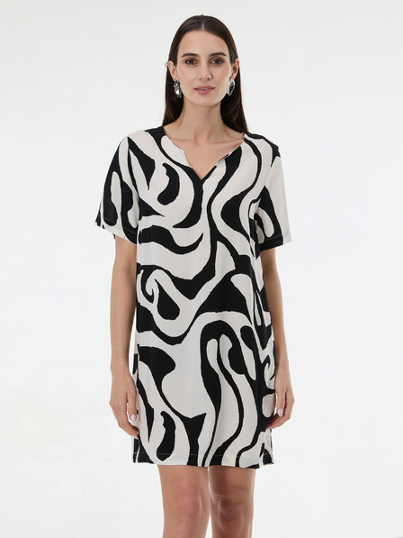 Orsay Černé dámské vzorované šaty ke kolenům ORSAY